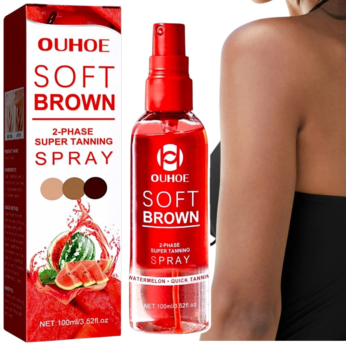 OUHOE Arbuzowy Olejek do Opalania w Sprayu SOFT BROWN100 ml