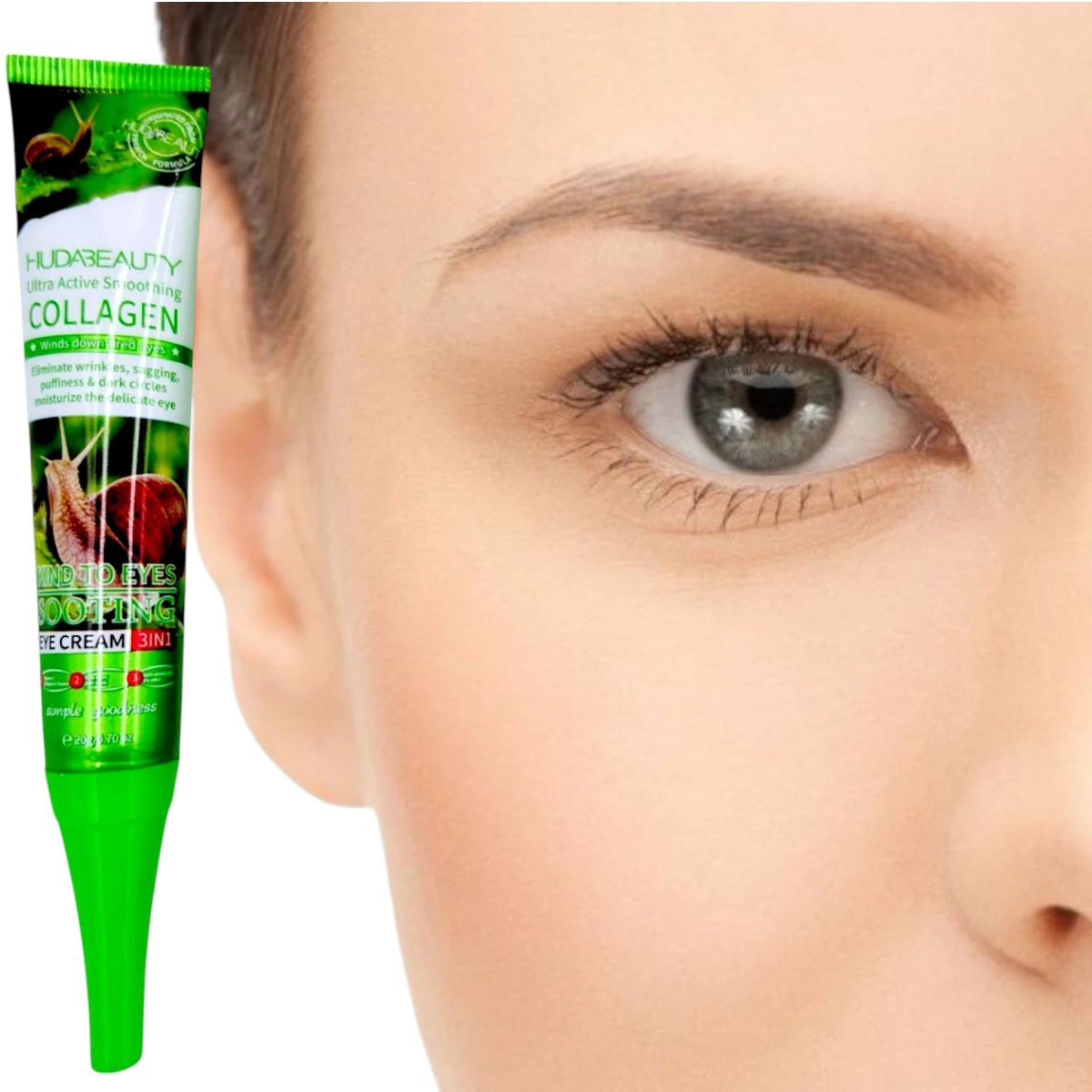 HUDA COLLAGEN krem pod oczy 3W1 Ślimak