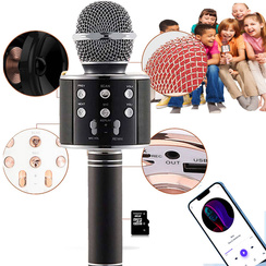 MIKROFON BEZPRZEWODOWY KARAOKE GŁOŚNIK BLUETOOTH CZARNY IDEALNY NA PREZENT